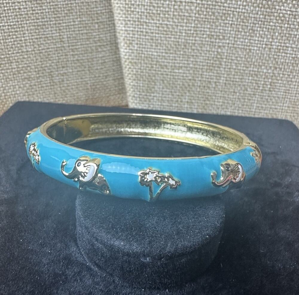 Sequin Nordstrom Multicolor Gold Tone Statement Enamel Bangle Elephant # 345